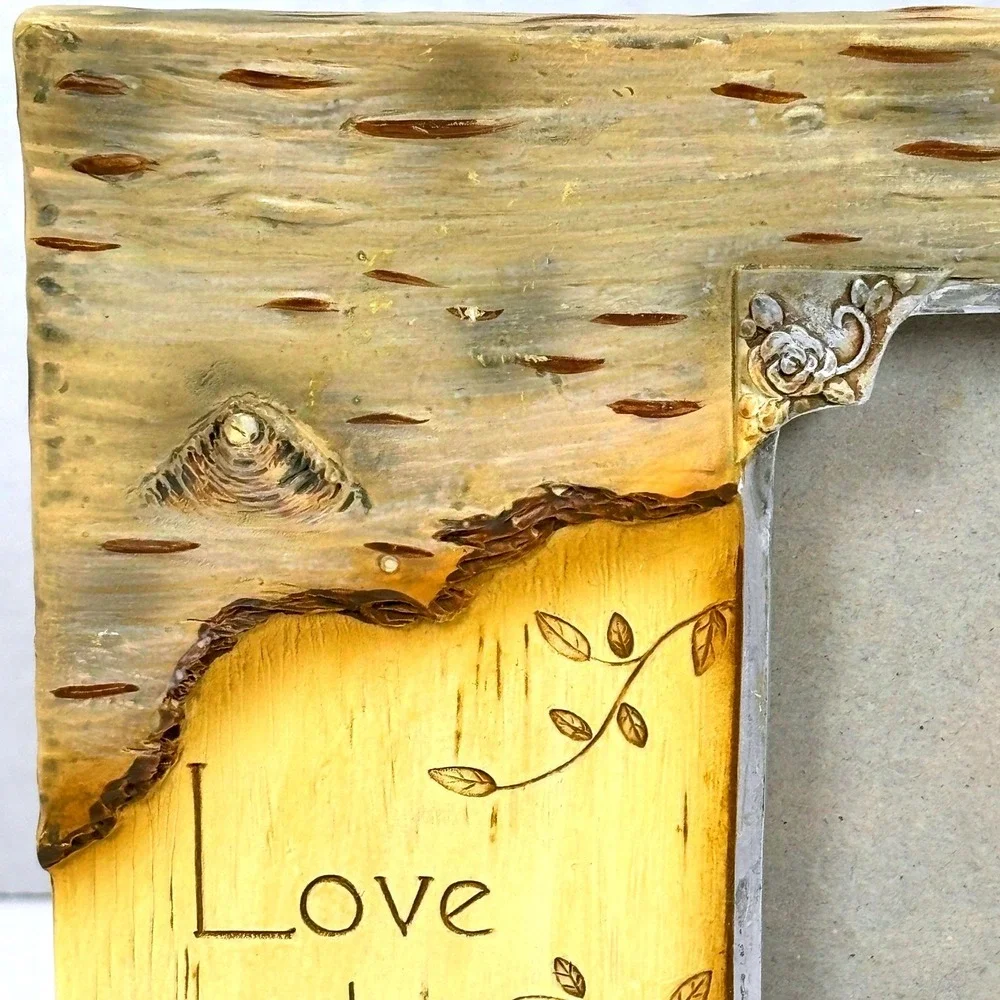 Rustic Faux Birch Bark Love Cherish Always 4x6 PhotoFrame Rustic Woodland Nature